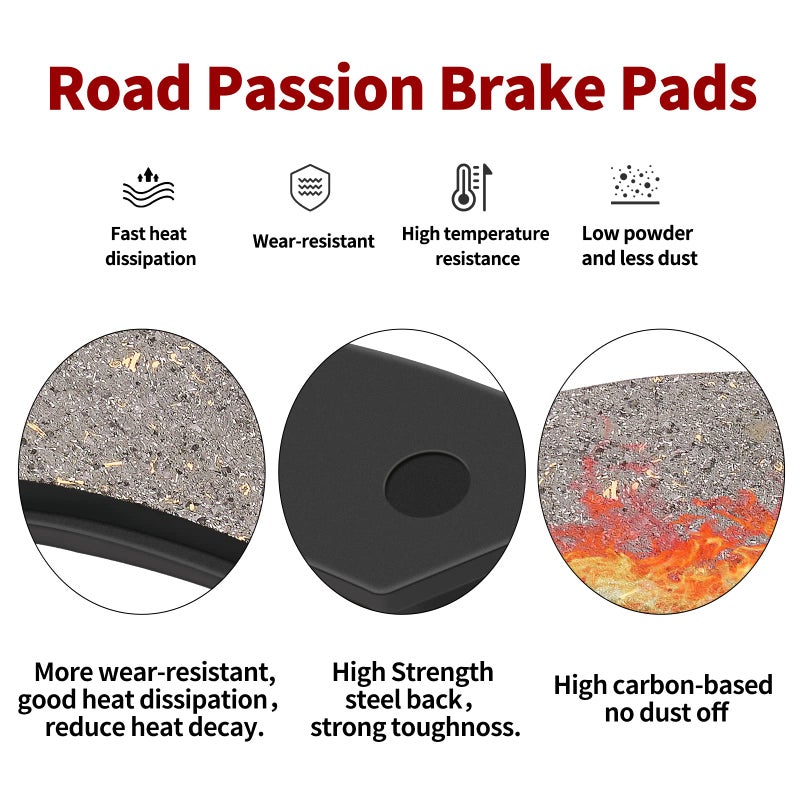 Road Passion Brake Pads Front and Rear for HONDA GL 1100 AD Goldwing Aspencade 1983/1100 C/DC Goldwing 1982/1200 Goldwing1984-1986 - Image 2